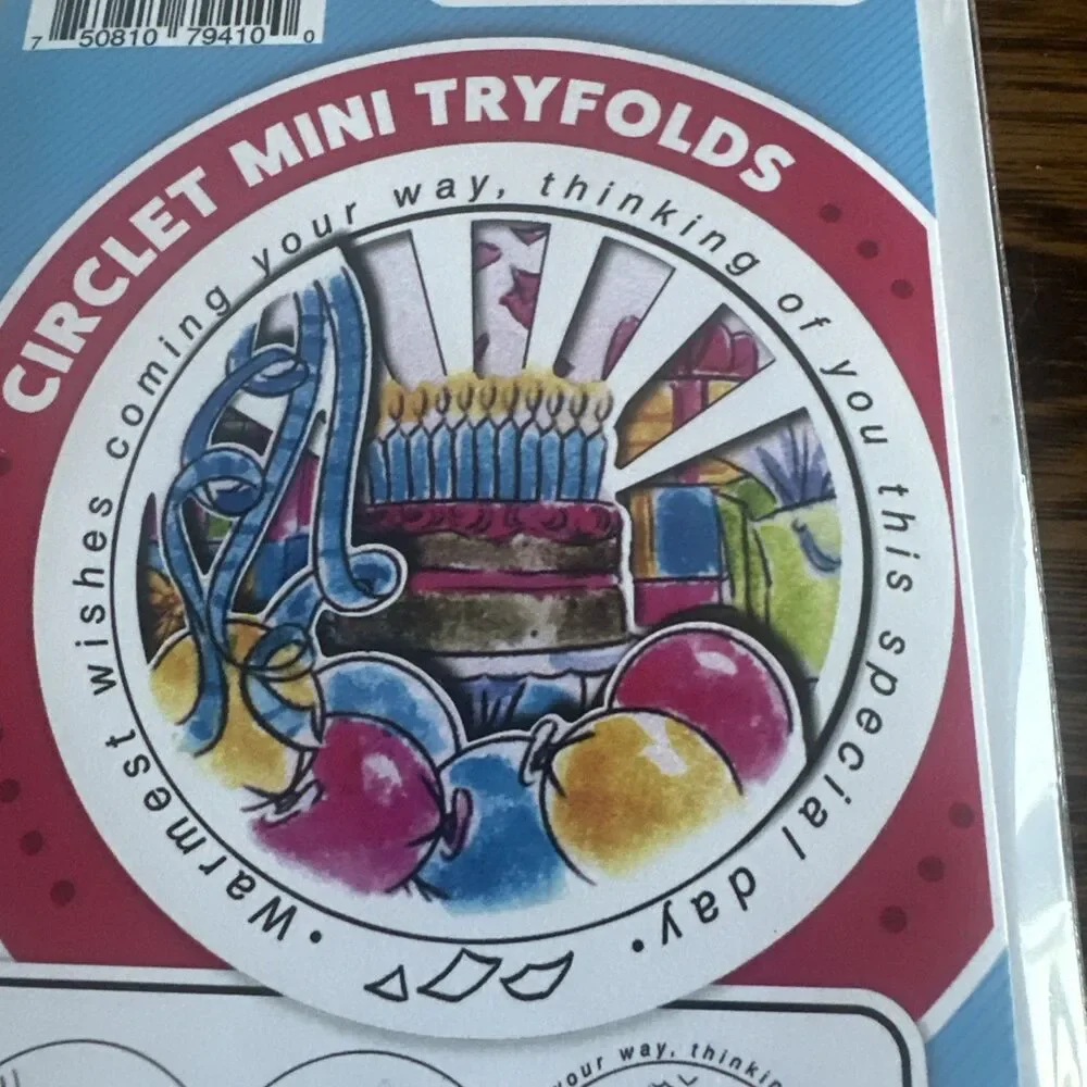 Ai Art Impressions 4980 BIRTHDAY CIRCLET MINI TRYFOLDS Clear Stamps And Dies